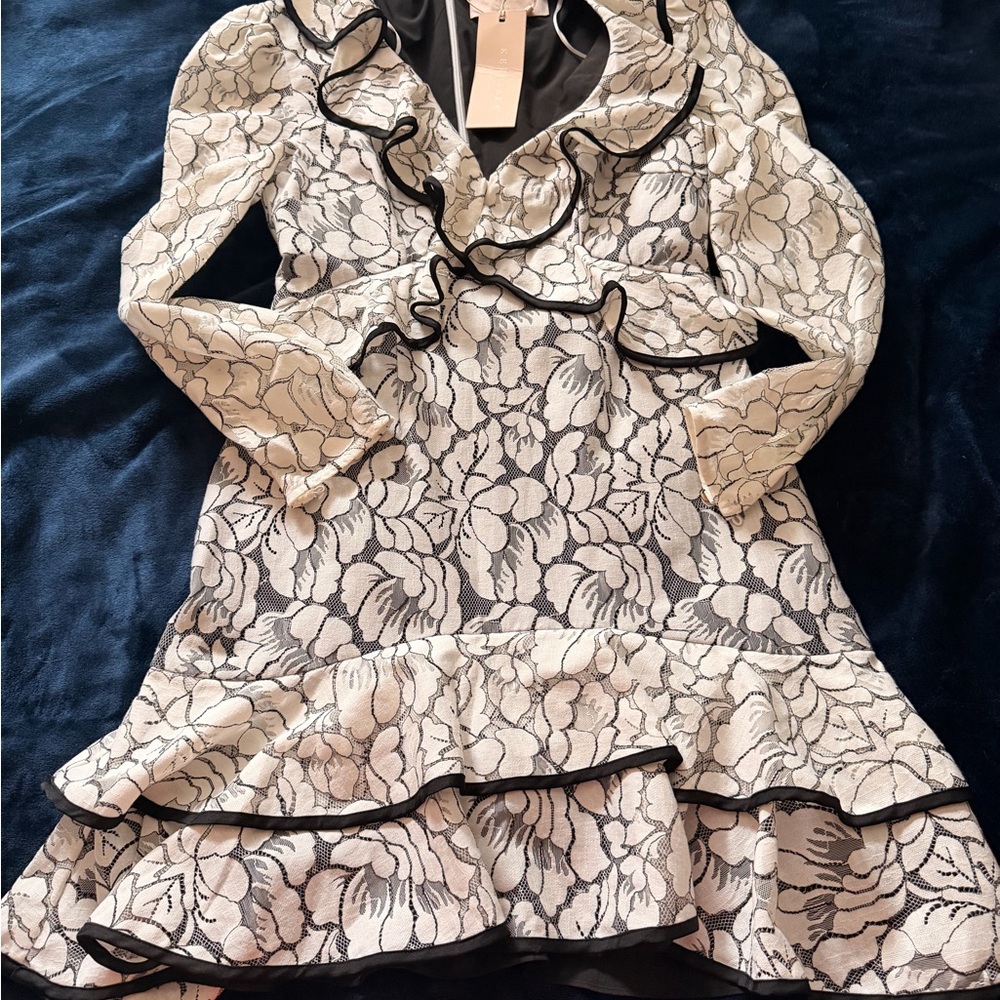 Elegant Black and White Floral Dress